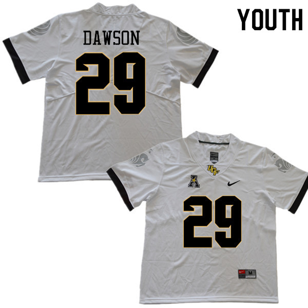 Youth #29 Devunte Dawson UCF Knights College Football Jerseys Sale-White - Click Image to Close